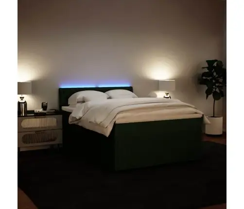 Atsperu Gulta Ar Matraci, Tumši Zaļš Samts, 140X190 Cm Vidaxl