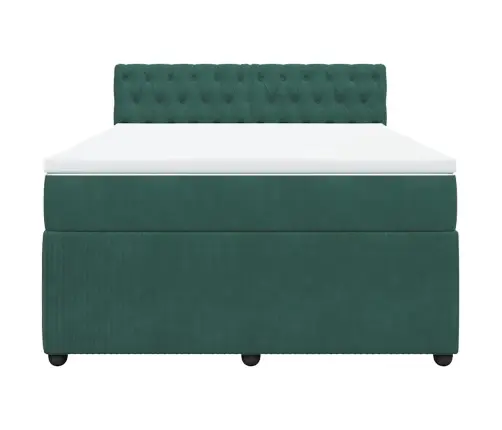 Atsperu Gulta Ar Matraci, Tumši Zaļš Samts, 140X190 Cm Vidaxl