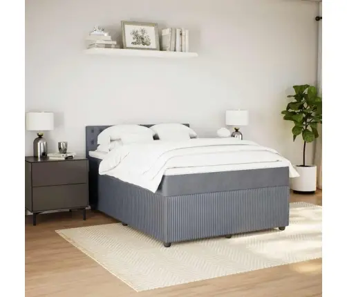 Atsperu Gulta Ar Matraci, Tumši Pelēka Samts, 140X190 Cm Vidaxl