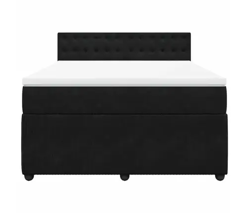 Atsperu Gulta Ar Matraci, Melna Samts, 140X190 Cm Vidaxl