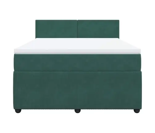 Atsperu Gulta Ar Matraci, Tumši Zaļš Samts, 140X200 Cm Vidaxl