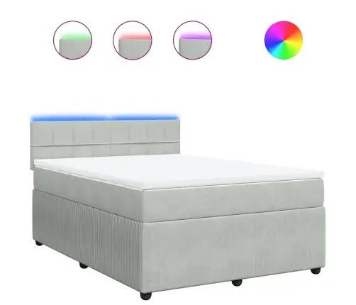 Lova Su Spyruoklėmis Ir Čiužiniu, Pilka, 140X200 cm Aksomas Lova Su Spyruoklėmis Ir Čiužiniu, Pilka, 140X200 cm Aksomas