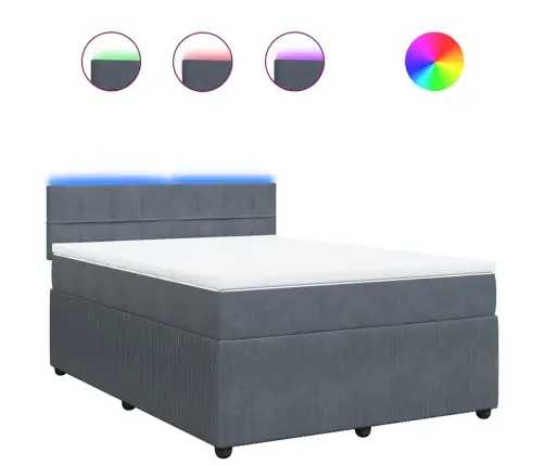 Atsperu Gulta Ar Matraci, Tumši Pelēka Samts, 140X200 Cm Vidaxl