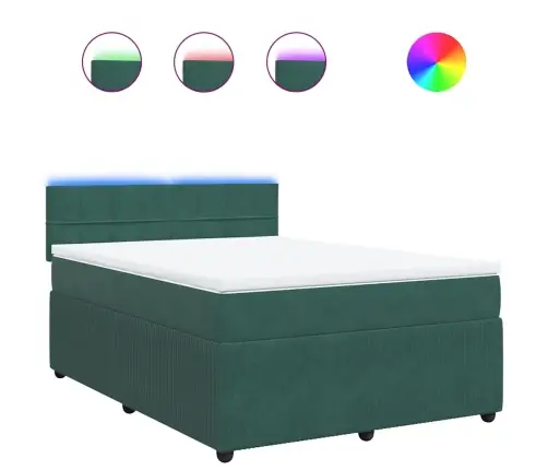 Lova Su Spyruoklėmis Ir Čiužiniu, Žalia, 140X200 cm Aksomas