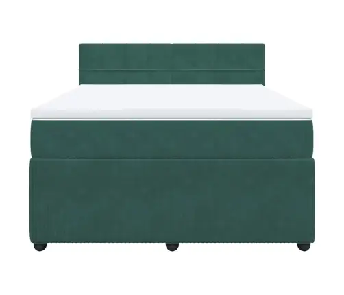 Lova Su Spyruoklėmis Ir Čiužiniu, Žalia, 140X200 cm Aksomas