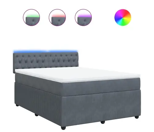 Atsperu Gulta Ar Matraci, Tumši Pelēka Samts, 140X200 Cm Vidaxl