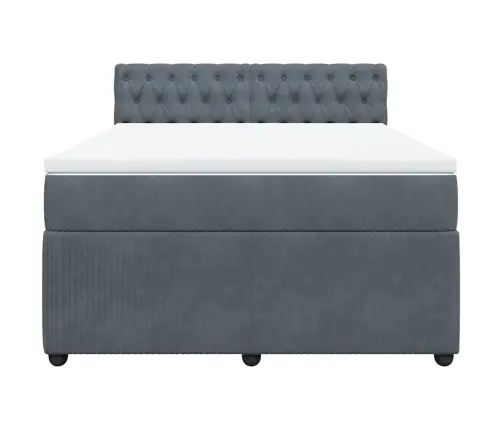 Atsperu Gulta Ar Matraci, Tumši Pelēka Samts, 140X200 Cm Vidaxl