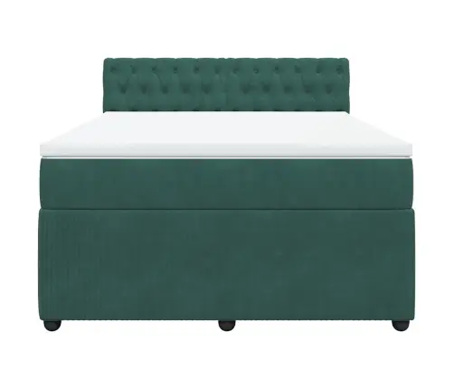 Atsperu Gulta Ar Matraci, Tumši Zaļš Samts, 140X200 Cm Vidaxl