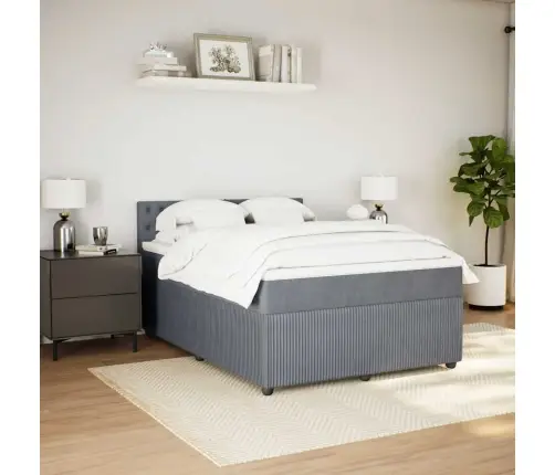 Atsperu Gulta Ar Matraci, Tumši Pelēka Samts, 140X200 Cm Vidaxl