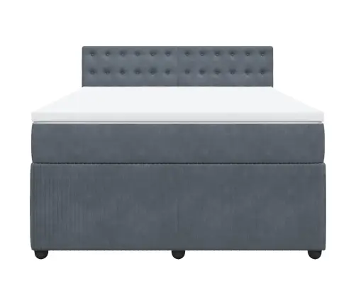 Atsperu Gulta Ar Matraci, Tumši Pelēka Samts, 140X200 Cm Vidaxl