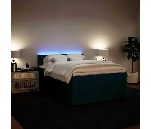 Atsperu Gulta Ar Matraci, Zils Samts, 140X200 Cm Vidaxl