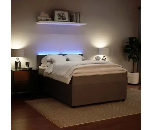 Lova Su Spyruoklėmis Ir Čiužiniu, Pilka, 160X200 cm Aksomas