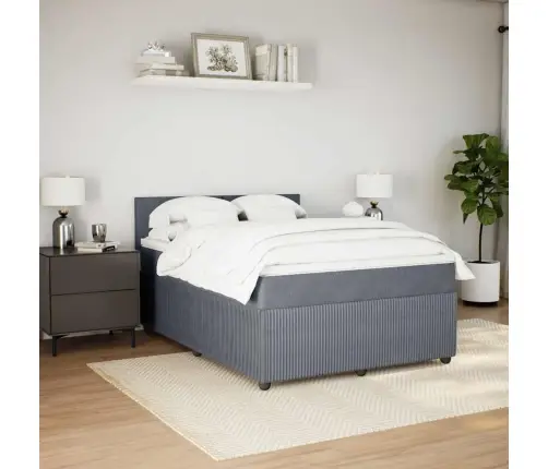 Atsperu Gulta Ar Matraci, Tumši Pelēka Samts, 160X200 Cm Vidaxl