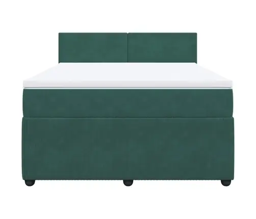 Atsperu Gulta Ar Matraci, Tumši Zaļš Samts, 160X200 Cm Vidaxl