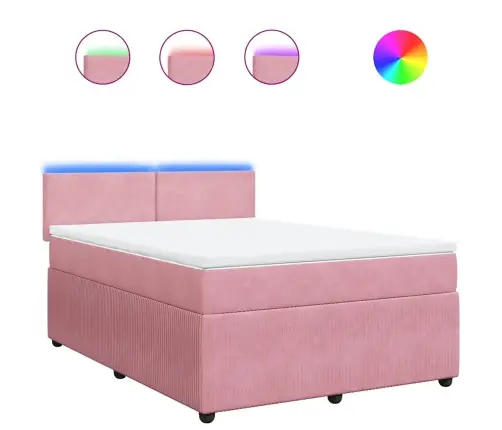 Lova Su Spyruoklėmis Ir Čiužiniu, Rožinė, 160X200 cm Aksomas Lova Su Spyruoklėmis Ir Čiužiniu, Rožinė, 160X200 cm Aksomas