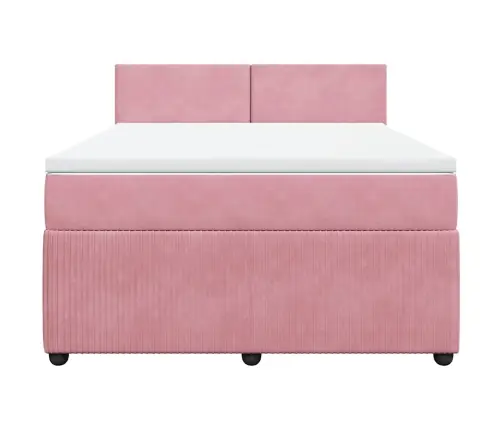 Lova Su Spyruoklėmis Ir Čiužiniu, Rožinė, 160X200 cm Aksomas Lova Su Spyruoklėmis Ir Čiužiniu, Rožinė, 160X200 cm Aksomas