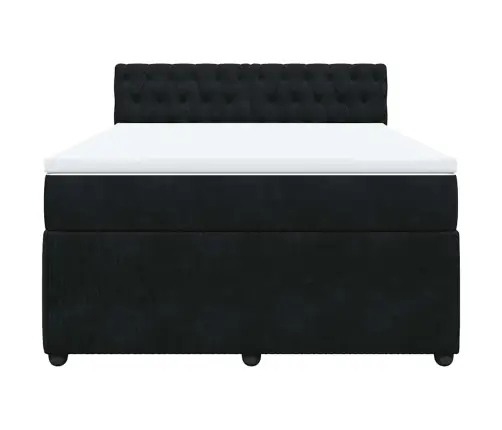 Atsperu Gulta Ar Matraci, Melna Samts, 160X200 Cm Vidaxl Atsperu Gulta Ar Matraci, Melna Samts, 160X200 Cm Vidaxl