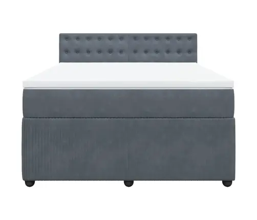 Lova Su Spyruoklėmis Ir Čiužiniu, Pilka, 160X200 cm Aksomas