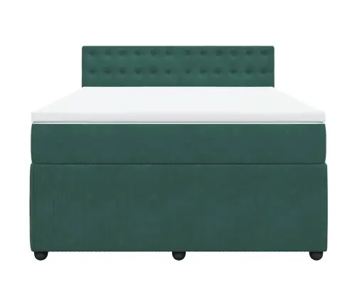 Atsperu Gulta Ar Matraci, Tumši Zaļš Samts, 160X200 Cm Vidaxl