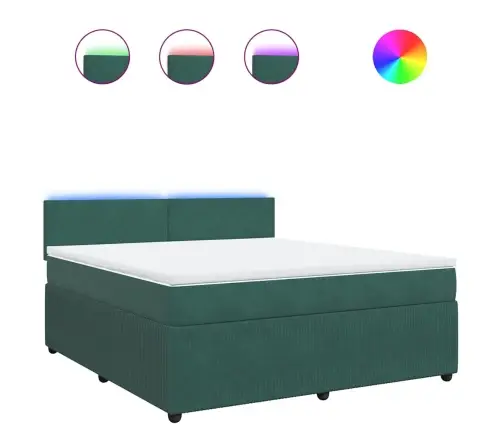 Lova Su Spyruoklėmis Ir Čiužiniu, Žalia, 180X200 cm Aksomas