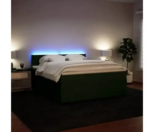 Lova Su Spyruoklėmis Ir Čiužiniu, Žalia, 180X200 cm Aksomas