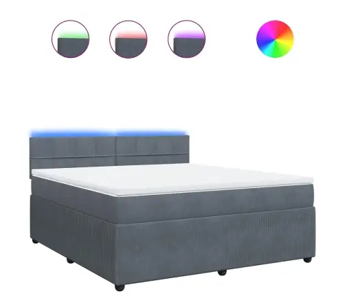 Atsperu Gulta Ar Matraci, Tumši Pelēka Samts, 180X200 Cm Vidaxl