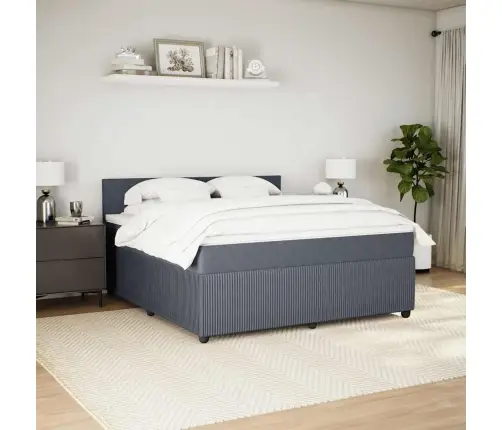 Atsperu Gulta Ar Matraci, Tumši Pelēka Samts, 180X200 Cm Vidaxl