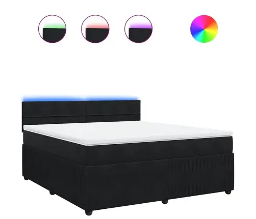 Atsperu Gulta Ar Matraci, Melna Samts, 180X200 Cm Vidaxl