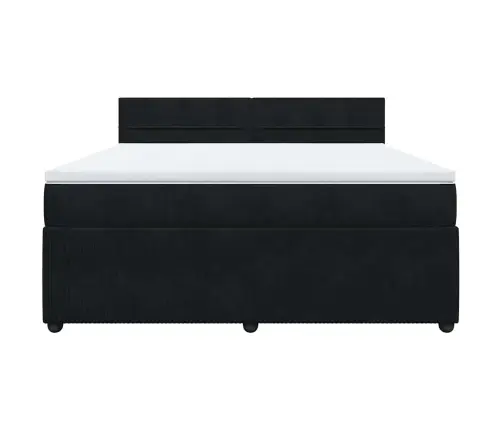 Atsperu Gulta Ar Matraci, Melna Samts, 180X200 Cm Vidaxl