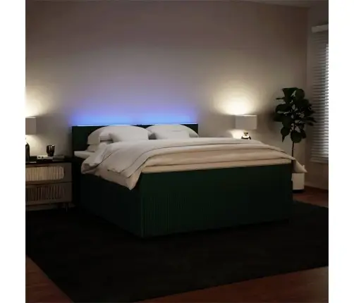 Atsperu Gulta Ar Matraci, Tumši Zaļš Samts, 180X200 Cm Vidaxl