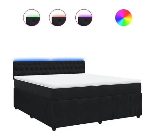 Atsperu Gulta Ar Matraci, Melna Samts, 180X200 Cm Vidaxl