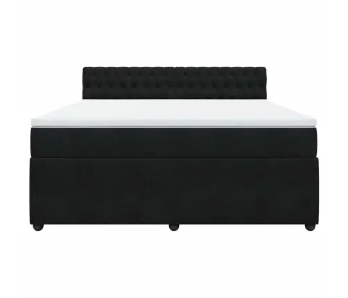 Atsperu Gulta Ar Matraci, Melna Samts, 180X200 Cm Vidaxl