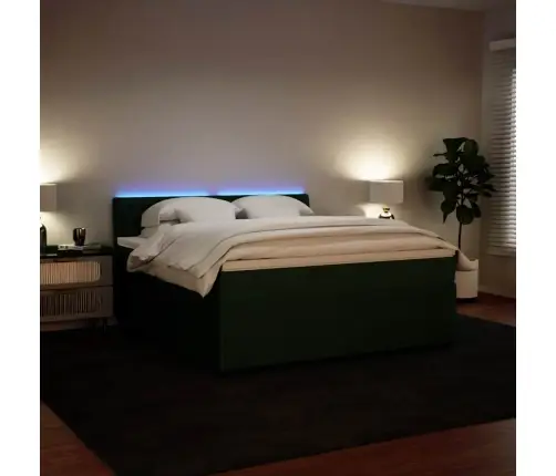 Atsperu Gulta Ar Matraci, Tumši Zaļš Samts, 180X200 Cm Vidaxl