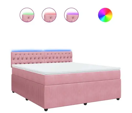 Atsperu Gulta Ar Matraci, Rozā Samts, 180X200 Cm Vidaxl