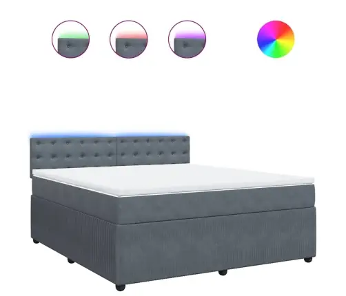 Atsperu Gulta Ar Matraci, Tumši Pelēka Samts, 180X200 Cm Vidaxl