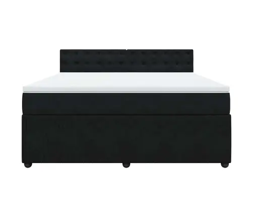 Lova Su Spyruoklėmis Ir Čiužiniu, Juoda, 180X200 cm Aksomas