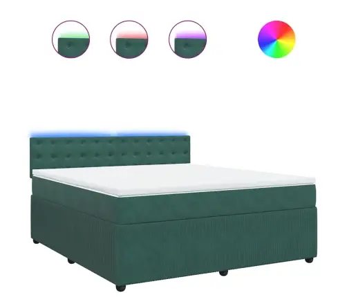 Atsperu Gulta Ar Matraci, Tumši Zaļš Samts, 180X200 Cm Vidaxl