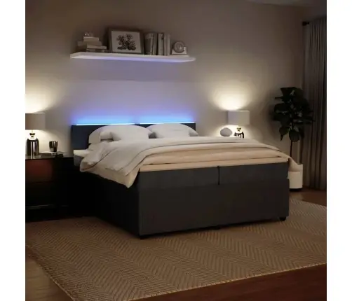 Atsperu Gulta Ar Matraci, Tumši Pelēka Samts, 200X200 Cm Vidaxl