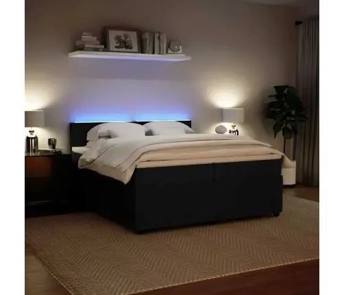 Kontinentaalvoodi Madratsiga, Must, 200X200 cm Samet