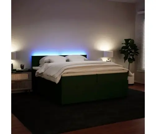 Atsperu Gulta Ar Matraci, Tumši Zaļš Samts, 200X200 Cm Vidaxl