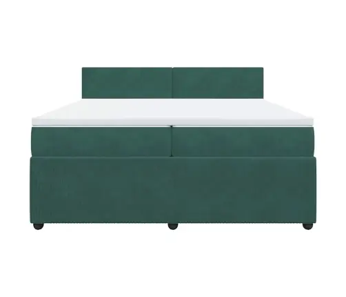 Atsperu Gulta Ar Matraci, Tumši Zaļš Samts, 200X200 Cm Vidaxl