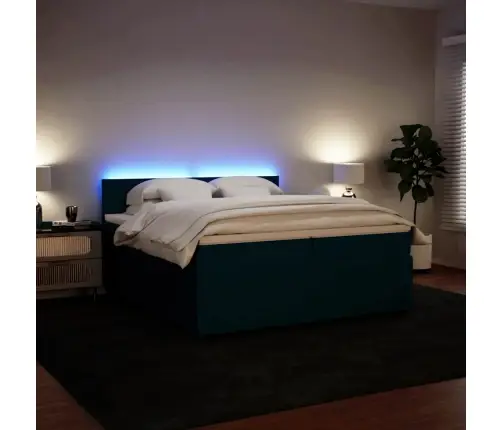 Atsperu Gulta Ar Matraci, Zils Samts, 200X200 Cm Vidaxl