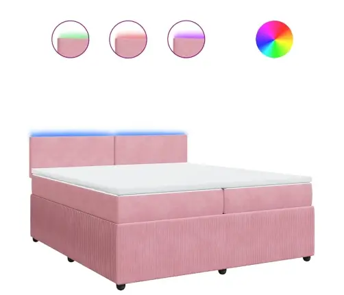 Atsperu Gulta Ar Matraci, Rozā Samts, 200X200 Cm Vidaxl