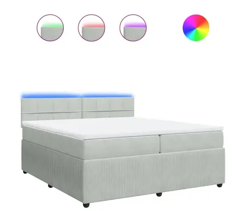 Lova Su Spyruoklėmis Ir Čiužiniu, Pilka, 200X200 cm Aksomas