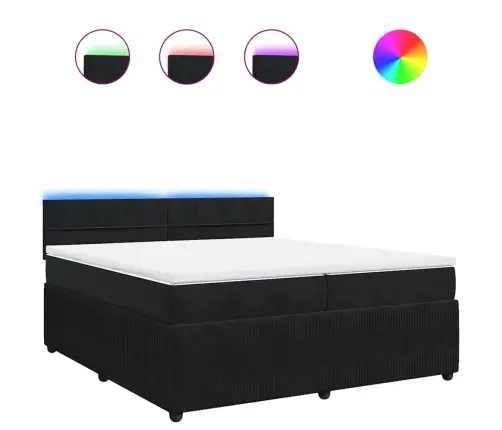 Atsperu Gulta Ar Matraci, Melna Samts, 200X200 Cm Vidaxl