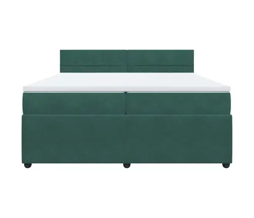 Atsperu Gulta Ar Matraci, Tumši Zaļš Samts, 200X200 Cm Vidaxl