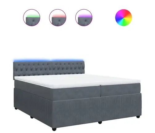 Atsperu Gulta Ar Matraci, Tumši Pelēka Samts, 200X200 Cm Vidaxl