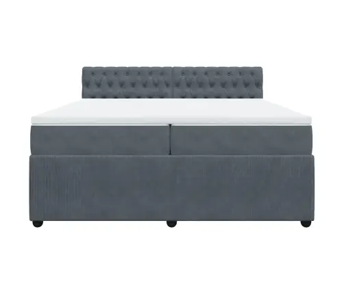 Atsperu Gulta Ar Matraci, Tumši Pelēka Samts, 200X200 Cm Vidaxl