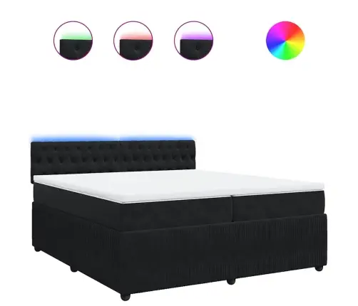 Atsperu Gulta Ar Matraci, Melna Samts, 200X200 Cm Vidaxl