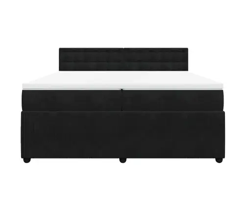 Lova Su Spyruoklėmis Ir Čiužiniu, Juoda, 200X200 cm Aksomas